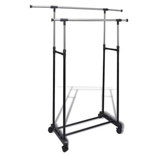 vidaXL Clothes Rack | Black and Silver | Stainless Steel, PP Plastic