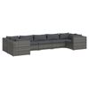 vidaXL 7 Piece Garden Lounge Set with Cushions Poly Rattan Grey