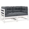 vidaXL Garden 2-Seater Sofa with Cushions White Solid Pinewood