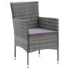 vidaXL 3 Piece Garden Dining Set with Cushions Poly Rattan Grey