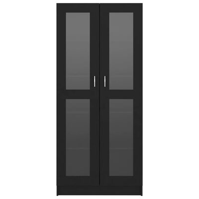 vidaXL Vitrine Cabinet Black 82.5x30.5x185.5 cm Engineered Wood