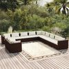 vidaXL 11 Piece Garden Lounge Set with Cushions Brown Poly Rattan