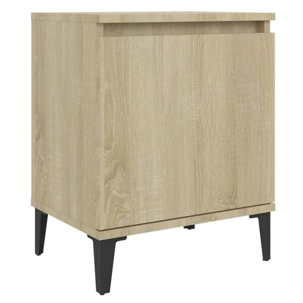 vidaXL Bed Cabinet with Metal Legs Sonoma Oak 40x30x50 cm
