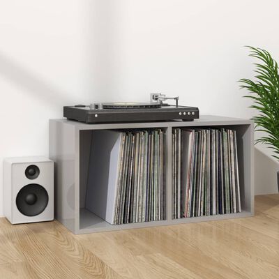 vidaXL Vinyl Storage Box High Gloss Grey 71x34x36 cm Engineered Wood