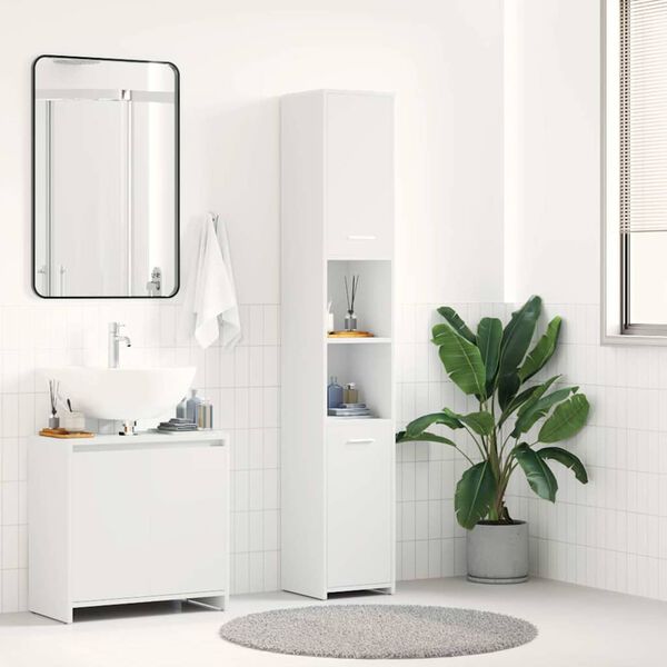vidaXL Bathroom Cabinet White 30x30x183.5 cm Engineered Wood