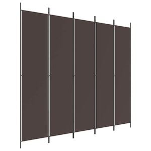 vidaXL 5-Panel Room Divider Brown 250x220 cm Fabric