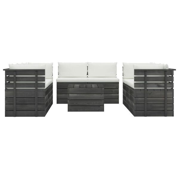 vidaXL 9 Piece Garden Pallet Lounge Set with Cushions Pinewood