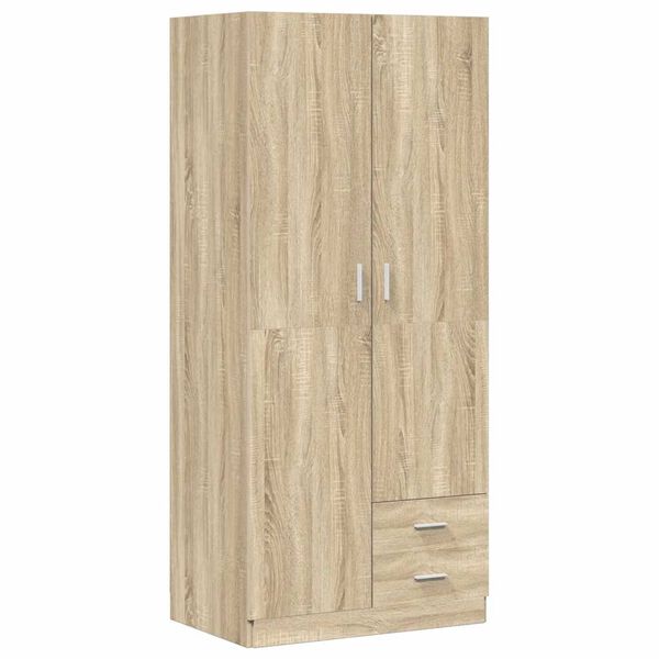 vidaXL Wardrobe Sonoma Oak 80x52x180 cm Engineered Wood