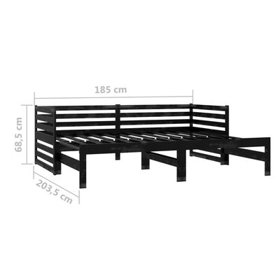 vidaXL Pull-out Day Bed without Mattress Black 2x(90x200) cm