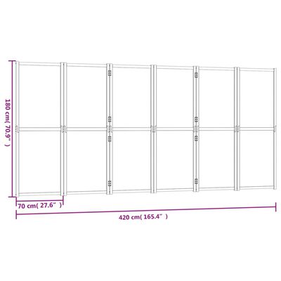 vidaXL 6-Panel Room Divider Black 420x180 cm