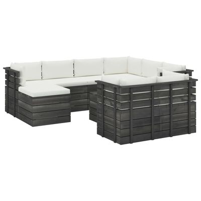 vidaXL 10 Piece Garden Pallet Lounge Set with Cushions Solid Pinewood