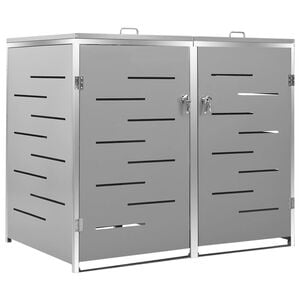 vidaXL Double Wheelie Bin Shed 138x77.5x115 cm Stainless Steel
