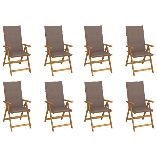 vidaXL Folding Garden Chairs with Cushions 8 pcs Solid Wood Acacia