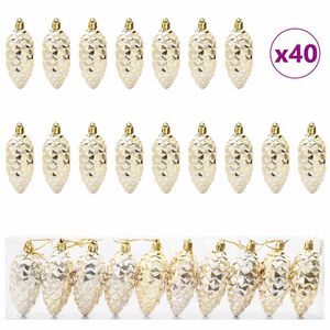 vidaXL Christmas Pine Cone Ball 40 pcs Gold 4 x 9 cm Plastic