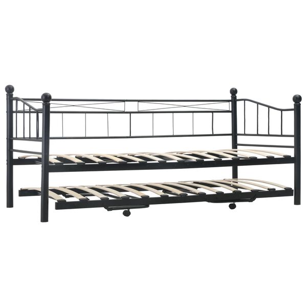 vidaXL Bed Frame without Mattress Black Steel 180x200/90x200 cm