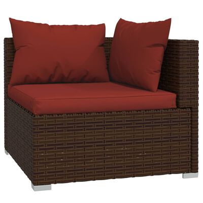 vidaXL 9 Piece Garden Lounge Set with Cushions Brown Poly Rattan