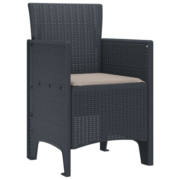 vidaXL Garden Chair 2 pcs Anthracite 53 x 49 x 85 cm Polypropylene