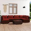 vidaXL 7 Piece Garden Lounge Set with Cushions Poly Rattan Brown