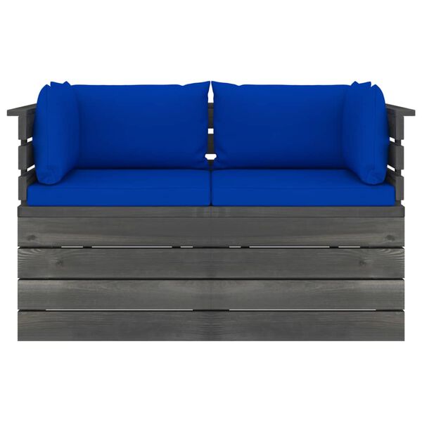 vidaXL Garden 2-Seater Pallet Sofa with Cushions Solid Pinewood