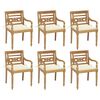 vidaXL Batavia Chairs with Cushions 6 pcs Solid Teak Wood
