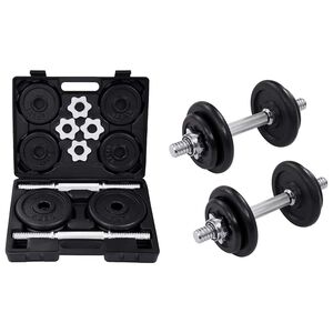 vidaXL 15 Piece Dumbbell set 20 kg Cast Iron