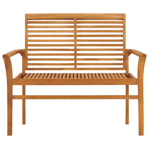 vidaXL Garden Bench with Leaf Pattern Cushion 112 cm Solid Teak Wood