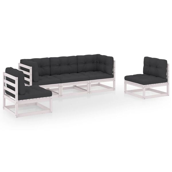 vidaXL 5 Piece Garden Lounge Set with Cushions Solid Pinewood