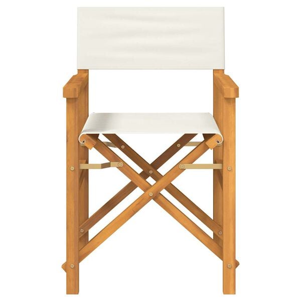 vidaXL Folding Director's Chair Cream Solid Wood Teak