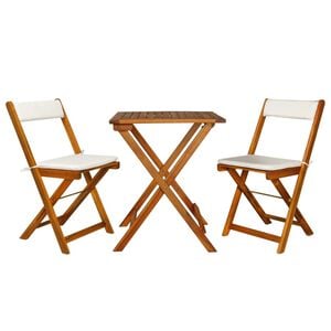 vidaXL 44014 vidaXL 3 Piece Folding Bistro Set with Cushions Solid Acacia Wood