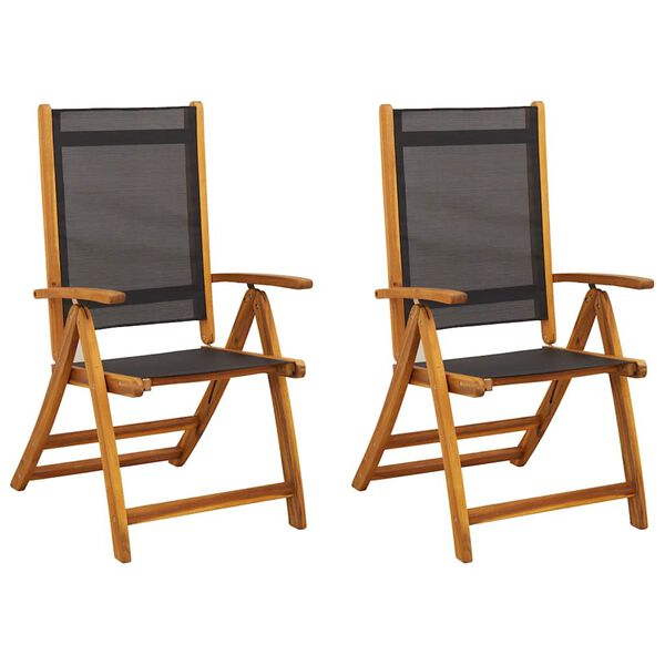 vidaXL Folding Garden Chairs 2 pcs Solid Acacia Wood and Textilene