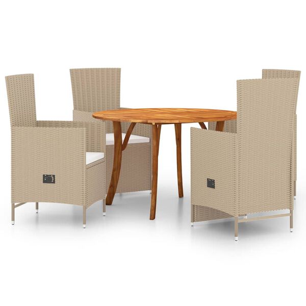 vidaXL 5 Piece Garden Dining Set Beige