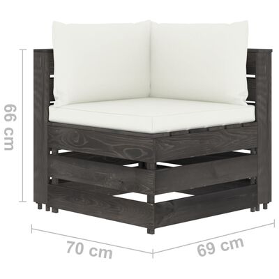 vidaXL 11 Piece Garden Lounge Set with Cushions Grey Impregnated Wood