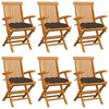 vidaXL Garden Chairs with Taupe Cushions 6 pcs Solid Teak Wood