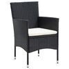 vidaXL 7 Piece Garden Dining Set with Cushions Poly Rattan Black