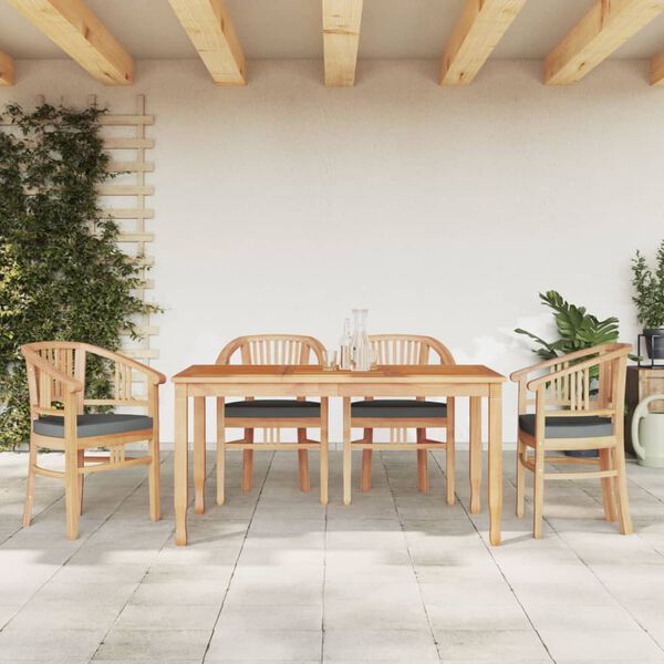 vidaXL 5 Piece Garden Dining Set Solid Wood Teak