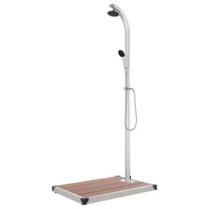 vidaXL Garden Shower | Brown, Silver | Aluminium, Stainless Steel, WPC | Large