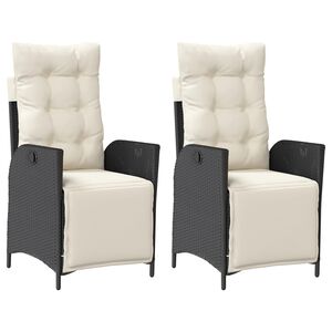 vidaXL Reclining Garden Chair | Set of 2 | Black | PE rattan | Standard