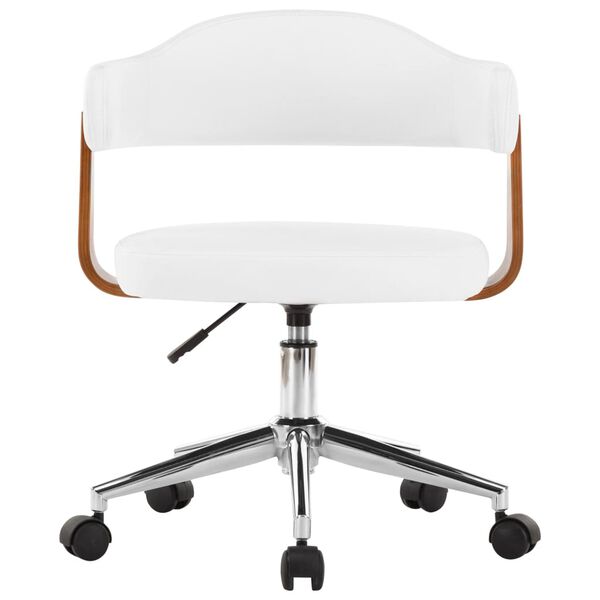 vidaXL Swivel Dining Chair White Bent Wood and Faux Leather