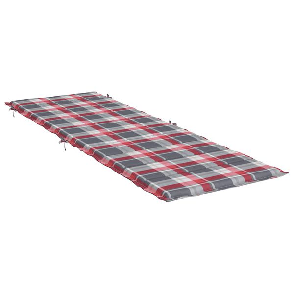 vidaXL Sun Lounger Cushion Red Check Pattern 186x58x4cm Oxford Fabric