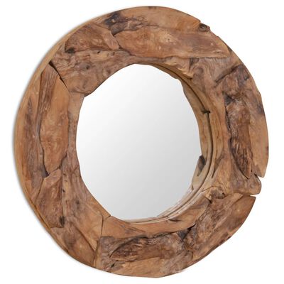 vidaXL Decorative Mirror Teak 60 cm Round