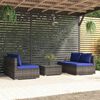 vidaXL 5 Piece Garden Lounge Set with Cushions Poly Rattan Grey