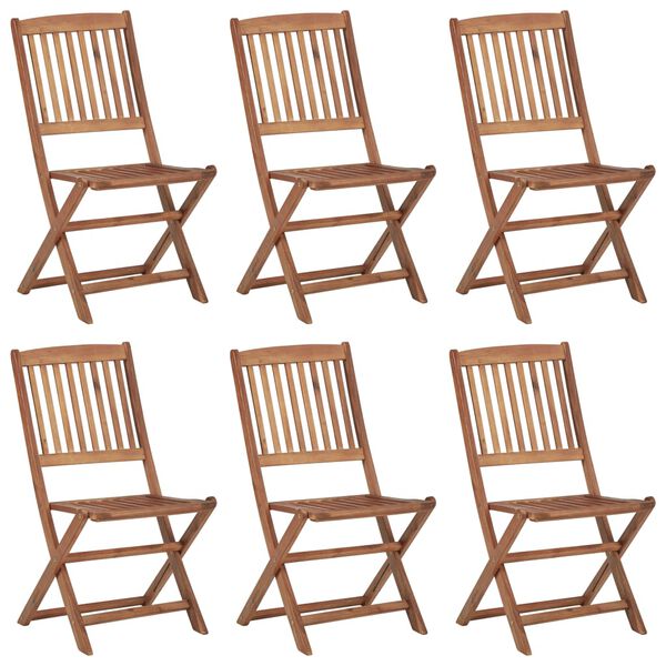vidaXL Folding Garden Chairs 6 pcs with Cushions Solid Acacia Wood