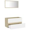vidaXL 2 Piece Bathroom Furniture Set White and Sonoma Oak Engineered Wood