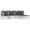 vidaXL 4 Piece Garden Lounge Set with Cushions White Steel