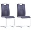 vidaXL Cantilever Dining Chairs 2 pcs Grey Faux Suede Leather