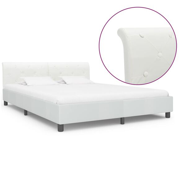 vidaXL Bed Frame without Mattress White Faux Leather 180x200 cm Super King