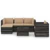 vidaXL 6 Piece Garden Lounge Set with Cushions Grey Impregnated Wood