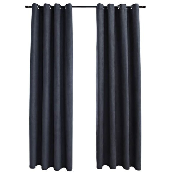 vidaXL Blackout Curtains with Metal Rings 2 pcs Anthracite 140x245 cm