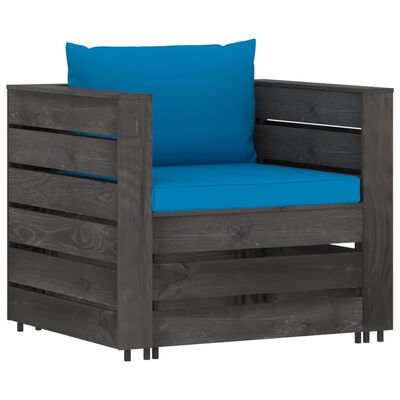 vidaXL 2 Piece Garden Lounge Set with Cushions Grey Impregnated Wood
