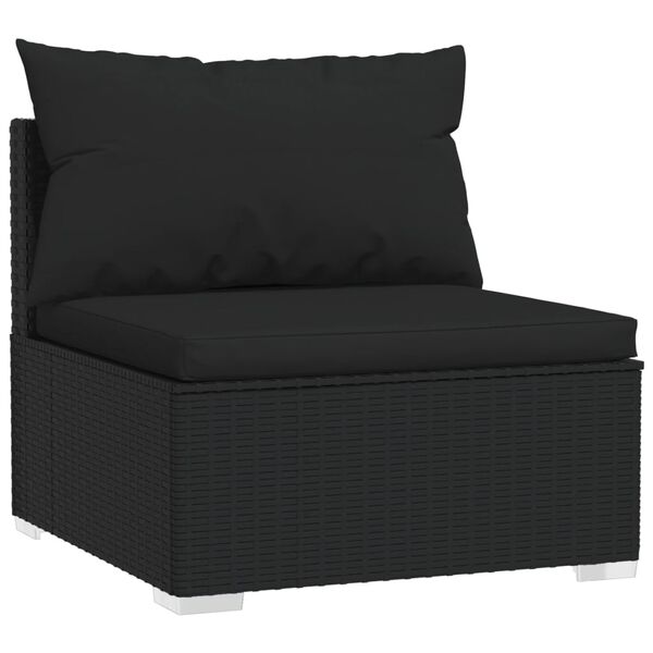vidaXL 8 Piece Garden Lounge Set with Cushions Black Poly Rattan